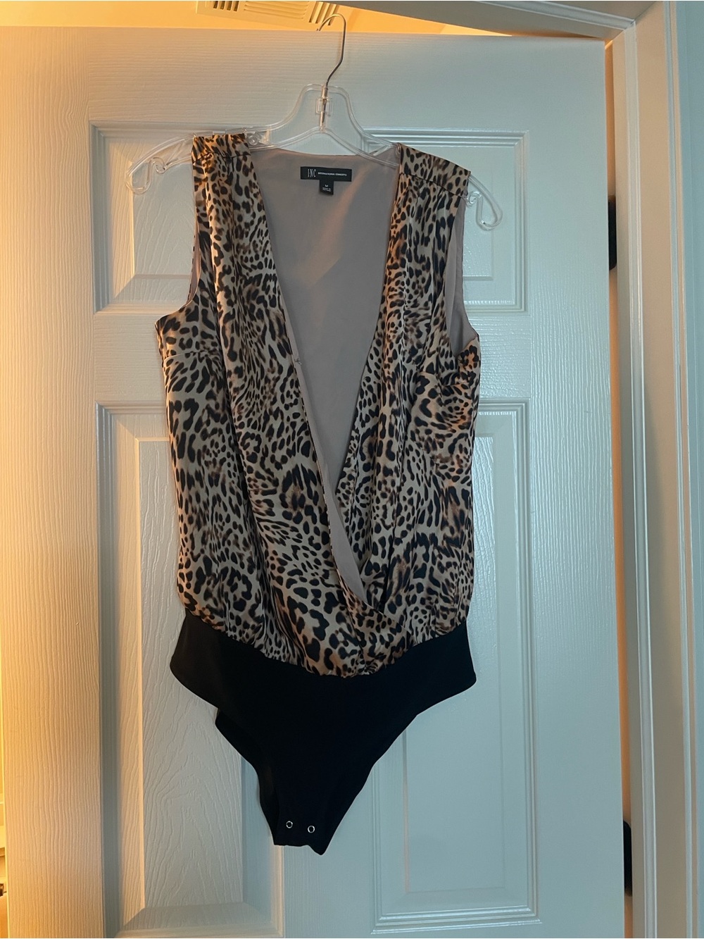 INC International Concepts Leopard-Print  Bodysuit -New with Tag